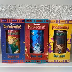 3 out of 4 collector cups in Burger King/Disney Colors of the Wind collection